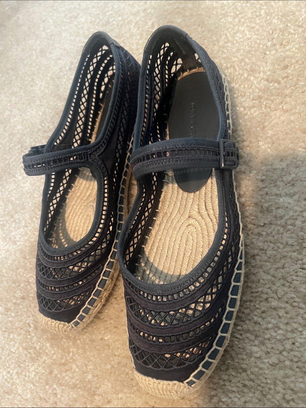 Tory Burch Navy Mesh Mary Jane Espadrilles